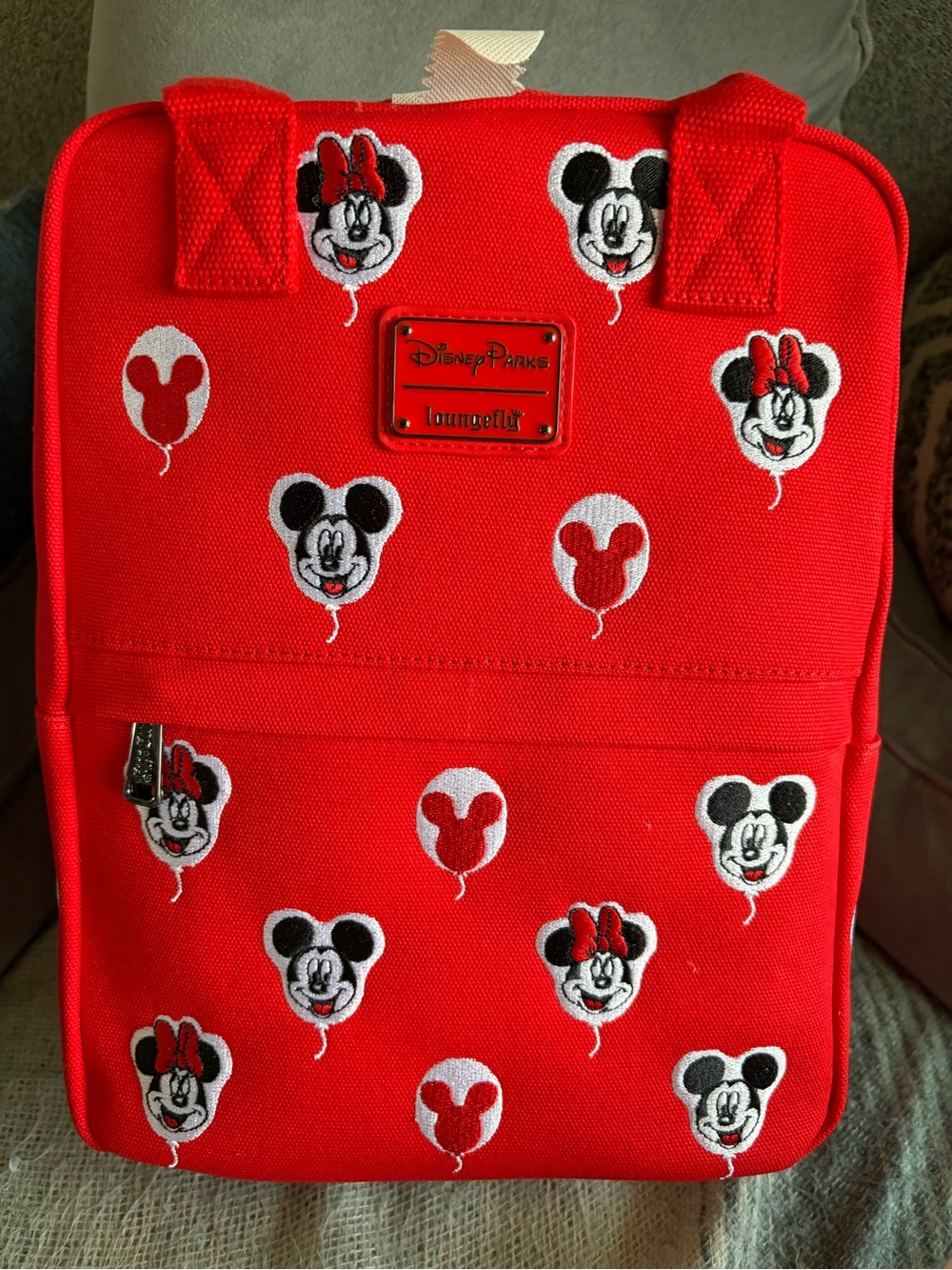 Loungefly Red Disney Mickey & Minnie Balloon Embroidered Backpack